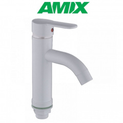 Змішувач для умивальника із термопластику AMIX Raul-001-B White (без підводки), Білий Стрый