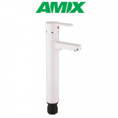 Змішувач для умивальника із термопластику AMIX Raul-001-A White HIGH (без підводки), Білий Обухов