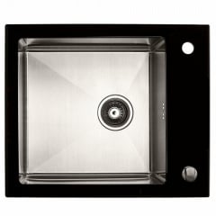 Кухонна мийка Platinex Handmade BLACK GLASS 60*51, Чорний Киев
