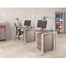 Подвійний стіл офісний Loft-design Q-135-2 дуб-палена