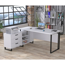 Стол письменный Нотариус угловой с тумбой Loft-Design белого цвета