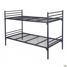 Ліжко двоярусне Армійська 90х200 см чорне металева без огорожі