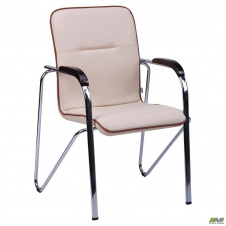 Стілець-крісло АМФ Самба хром горіх кожзам бежевий з кантом