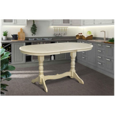 Стіл кухонний Говерла №2 розсувний 120-160х80 см дерев'яний овальний слонова кістка
