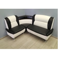 Кухонный диван угловой Смузи Sentenzo бело-черный