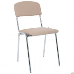 Офисный стул Мастер на ножках хром с мягким сидением кожзам бежевый Киев