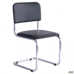 Офісний стілець Сильвія чорний на полозах хром Луцьк