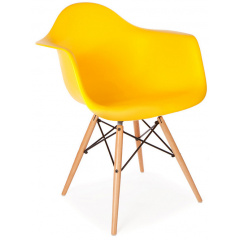 Пластиковое кресло SDM Тауэр-Вуд желтое пластиковое ножки деревянные Энергодар