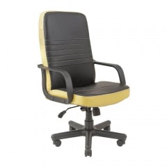 Офісне крісло Richman Prius чорно-жовтий кожзам чорний пластик Покровськ