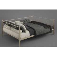 Двоспальна диван-ліжко Самшит Tenero металева в сучасному стилі для сімейної пари 180х200 Орехов