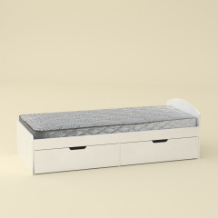 Одноместная кровать 90+2 Компанит 90х200 см детская-подростковая белого цвета с выдвижными ящиками Киев