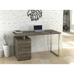 Комп'ютерно-письмовий стіл Loft-design L-27-MAX 135х65х75 см хром з тумбою дуб-палена Городок