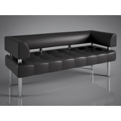 Диван офисный Тонус Sentenzo 140х60 см с подлокотниками черный кожзам матовый Черновцы