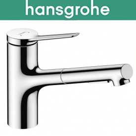Змішувач Hansgrohe (art 74810000) для кухні одноважільний з висувним виливом Zesis M33 ECO150 2jet, Хром
