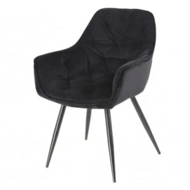 Мягкий стул кресло Magic с подлокотниками сидение велюр черное