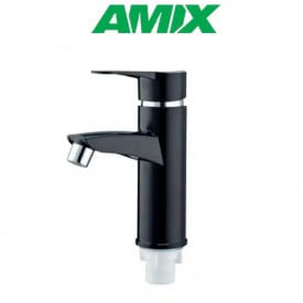 Змішувач для умивальника з термопластику AMIX Sergio-001 Black (з підведенням), Чорний