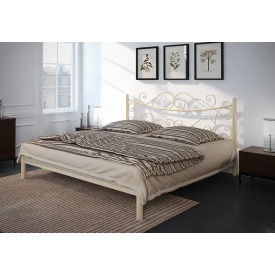 Двоспальне ліжко металеве Tenero Азалія 140х190 см металеве бежеве з кованним голов'ям