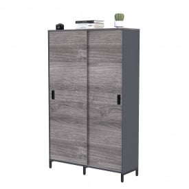 Шафа офісна з поличками LS-120х190 см антрацит двері сірі-палена