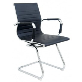 Офісне крісло Richman Балі-CF на полозах хром кожзам чорний для персоналу