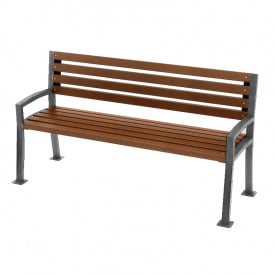 Вулична лавка садово-паркова Шарлота дерев'яна 1,8 м на металевих ніжках з підлокітниками