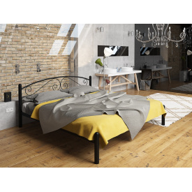 Ліжко Віола Tenero 120х190 см полуторне чорне металеве на ніжках з кованним голов'ям