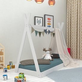 Детская белая кровать-домик Вигвам 80х160 см деревянная для девочки