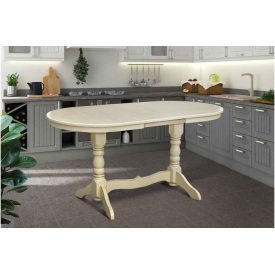 Стол кухонный Говерла №2 раздвижной 120-160х80 см овальный деревянный слоновая кость