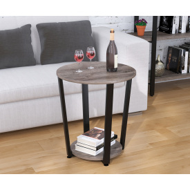 Журнальний столик круглий Loft-design D-500 дсп дуб-палена сірий