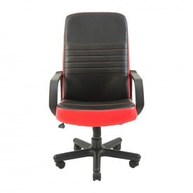 Офісне крісло Richman Prius кожзам чорно-червоний на коліщатках пластик чорного кольору