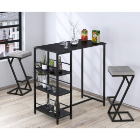 Барний стол со стеллажом BSS-100 Loft-design 1080х1100х570 мм металл+дсп в цвете венге