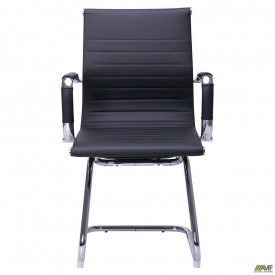 Офисное кресло AMF Slim-CF XH-632C черное на металлических полозьях хром с подлокотниками