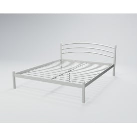 Двоспальне ліжко Тенеро Маранта 160х200 см біла металева на ніжках з узголів'ям