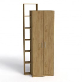 Двухдверный шкаф-9 Компанит с открытыми полочками дсп дуб-крафт-золотой