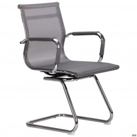Конференц-кресло AMF Slim Net CF XH-633C cерое сидение на полозьях хром