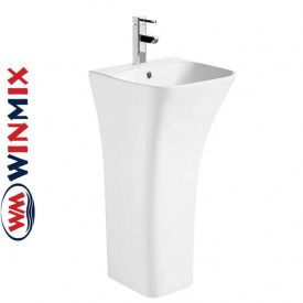 Раковина (умивальник) моноблок для підлоги Winmix BEVEL-1101 450*435*830mm (біла) з отвором під змішувач і переливом