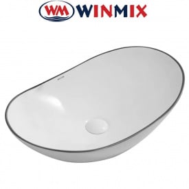 Раковина (умивальник) накладна Winmix Premium WAVE-0105 EDGE BLACK 620*360*160mm (чорна окантовка)