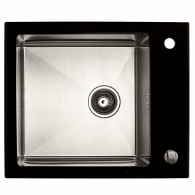 Кухонна мийка Platinex Handmade BLACK GLASS 60*51, Чорний