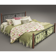 Двоспальне ліжко Крокус Tenero з металу на дерев'яних ніжках для дому номерів готелів хотел 140х190