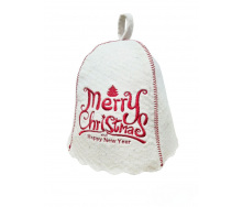 Банная шапка Luxyart One Size Merry Christmas натуральный войлок Белый (LA-869)