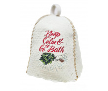 Банная шапка Luxyart One Size Keep calm to go bath натуральный войлок Белый (LA-865)