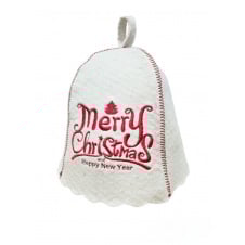 Банная шапка Luxyart One Size Merry Christmas натуральный войлок Белый (LA-869)