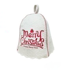 Банная шапка Luxyart One Size Merry Christmas натуральный войлок Белый (LA-869) Київ