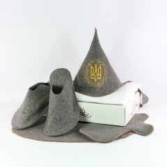 Подарочный набор для бани и сауны Luxyart Буденовка серый 5 предметов (N-144) Тернопіль