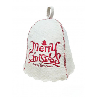 Банная шапка Luxyart One Size Merry Christmas натуральный войлок Белый (LA-869)