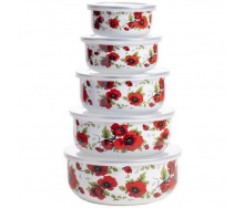 Набор судочков круглых A-PLUS Эмаль 5 шт Красный