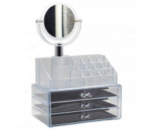 Настольный акриловый органайзер для косметики OPT-TOP Cosmetic Storage Box на 3 двери с зеркалом (1756375357)