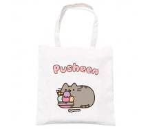 Сумка эко-шоппер 2Life Pusheen cat Кот с мороженым 35х38 см на молнии Белый (v-12143)