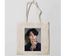 Эко-сумка шоппер с принтом Твой похититель Чон Чонгук - Jungkook Jeon 3 Кавун Бежевый