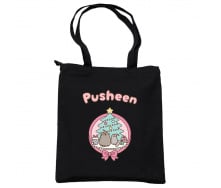 Сумка эко-шоппер 2Life Pusheen cat Кот новый год 35х38 см на молнии Черный (v-12146)