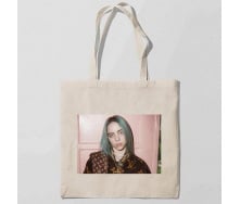 Эко-сумка шоппер с принтом Billie Eilish-Билли Айлиш Кавун Бежевый